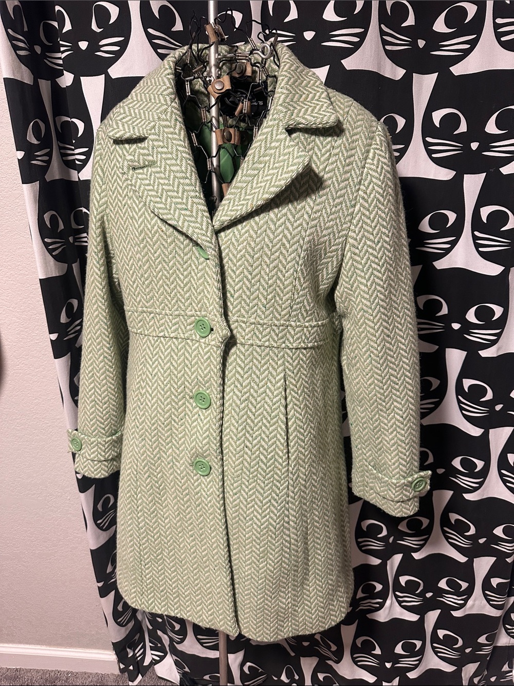 Wool blend herringbone coat